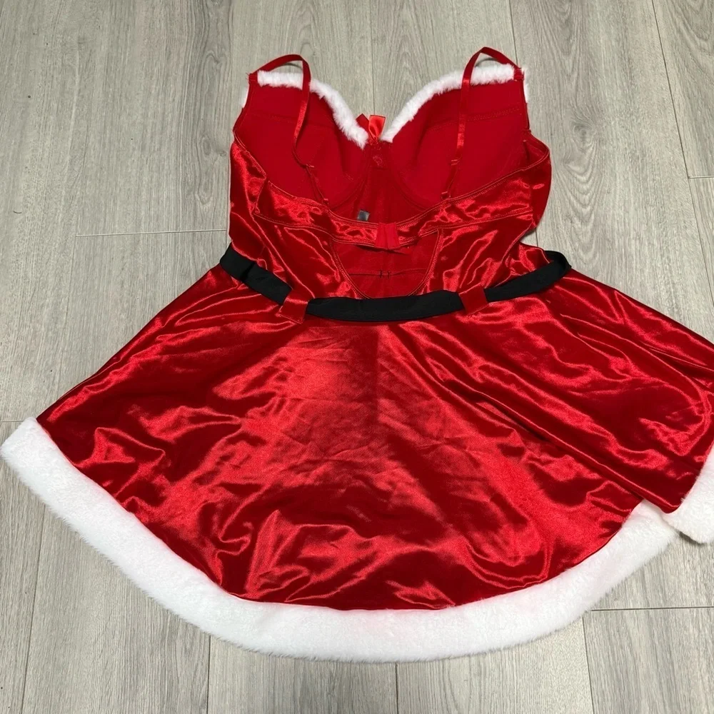 Yandy Santa Helper Lingerie Holiday with White Santa Style Trim and built in bra